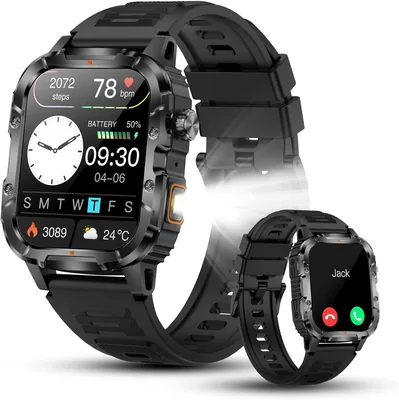 Military Smart Watch Men 1.95" Black