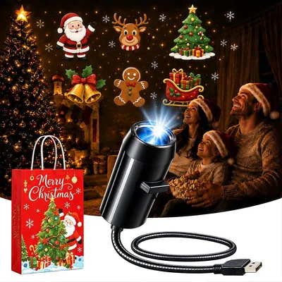Plug and Play HD Christmas Projector - 10 Festive Scenes