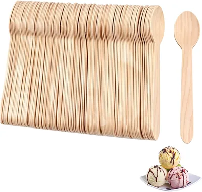 100 Pack Wooden Spoons - Birch Wood Cutlery