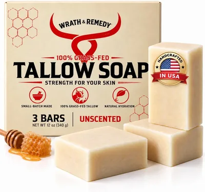 Wrath & Remedy Beef Tallow Soap Bar - 3 Bars Unscented