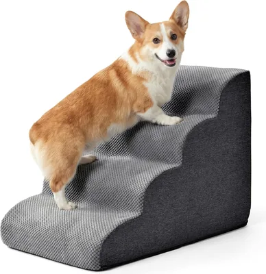 Escalera para Perro Wolfi de Espuma 4 Peldaños | Base Alta con Espuma 33D y Funda Removible