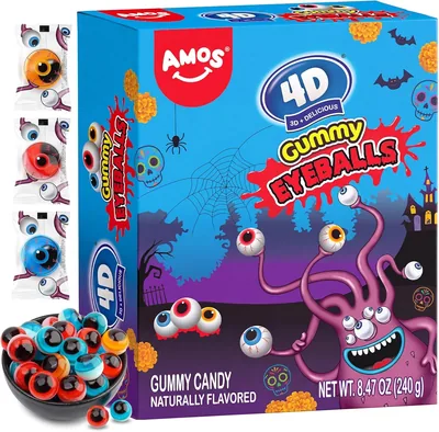 Amos 4D Gomitas Ojos de Monstruo Caramelo Suave Tema Halloween Aprox 40 | Piezas 240g