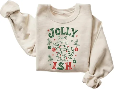 Jolly Ish Cat Christmas Lights Sweatshirt