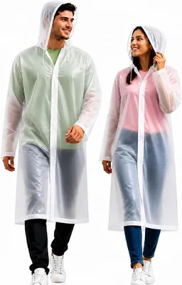 Kit 2 Capas de Chuva Transparentes Unissex, EVA, Reutilizáveis e Dobráveis