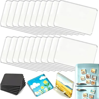 20pcs Acrylic Fridge Magnet Kit - Clear Photo Frames