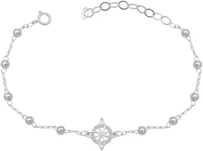 Pulsera de Plata Esterlina 925 Nudo de Bruja con Zirconia Cúbica Ajustable
