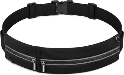 Running Belt Black Adjustable Waterproof - Double Zip