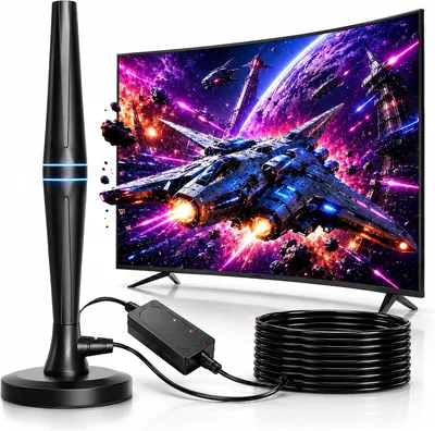 Digital Indoor TV Antenna with Signal Booster - 880+ Miles Range