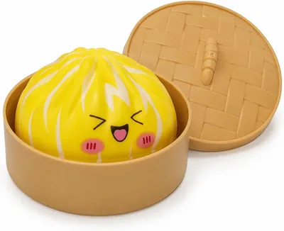 Dumpling Squishy Toy with Steamer Container