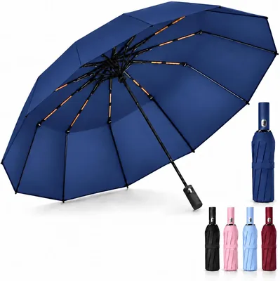 Guarda Chuva com Botão Automático Reforçado - Compacto e Resistente ao Vento