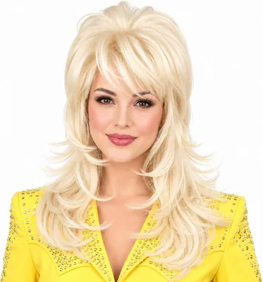 Long Blonde Country Diva Wig with Bangs, 20 Inch Layered 80s Costume Wig | Heat-resistant Synthetic 