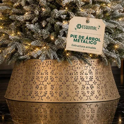 Pie de Árbol Navideño Metálico ESQUIMAL, Base de Pino Perforado | Acero Galvanizado Resistente a la Corrosión