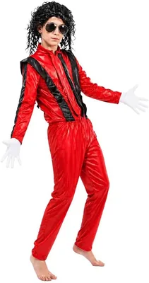 Kids King of Pop Costume Red & Black Jacket Trousers