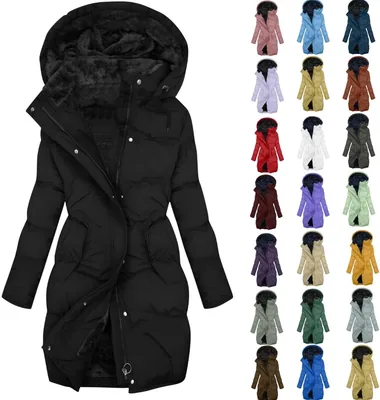 Women's Waterproof Puffer Jacket - Long Hooded Coat