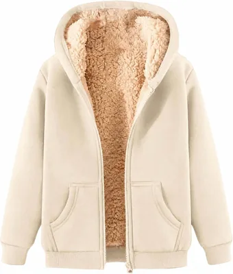 Womens Teddy Fleece Hoodie Sherpa Lined Jacket