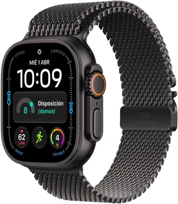 Apple Watch Ultra 4 GPS + Cellular • Caja de Titanio Negro de 49 mm • Correa Estilo milanés de Titanio Negro - L