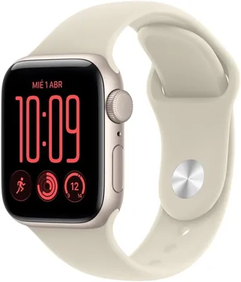 Apple Watch SE 3 GPS - Caja de Aluminio Blanco Estelar de 40 mm - Correa Deportiva Color Arena