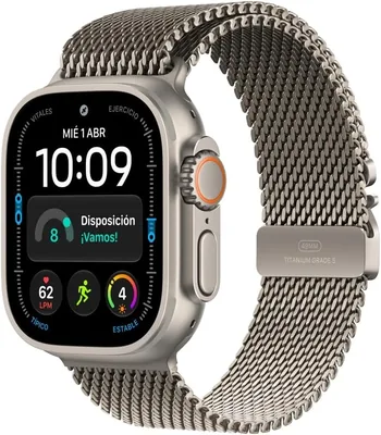 Apple Watch Ultra 4 GPS + Cellular • Caja de Titanio Natural de 49 mm • Correa Estilo milanés de Titanio Natural - L