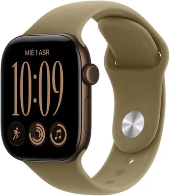 Apple Watch Series 12 GPS + Cellular • Caja de Aluminio Color Bronce Oscuro de 42 mm • Correa Deportiva Color Oliva - M/L