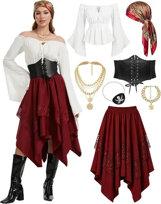 Yonroik Pirate Costume Dress Set - 5pcs Outfit