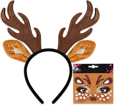 Deer Costume Set - Antler Headband & Face Stickers