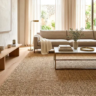 NUBAR HOME Tapete De Yute Orgánico 190x280 cm | Alfombra para Sala Tejida a Mano con Textura Orgánica