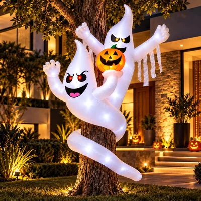Jardimex Inflable Halloween Fantasmas Espiral 1.8M | LED, Ventana, Jardín, Patio