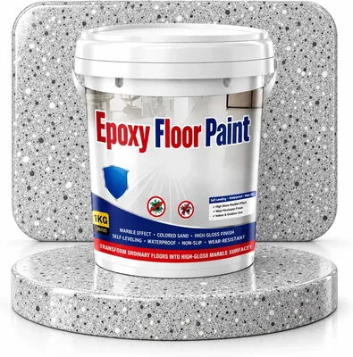 Epoxy Colored Sand Floor Paint - Gray Marble Effect