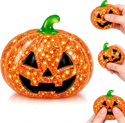 Pelota Antiestrés de Halloween Calabaza con Efecto Brillante (Naranja)