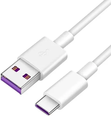 USB-A to USB-C Fast Charging Cable 6A 100cm White