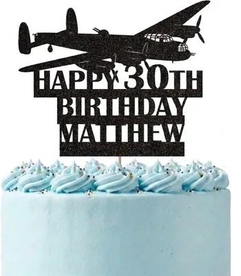 Personalised Lancaster Bomber Cake Topper - Custom Name & Age
