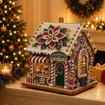 Kit de Arte 3D con Diamantes para Casa de Navidad en Madera