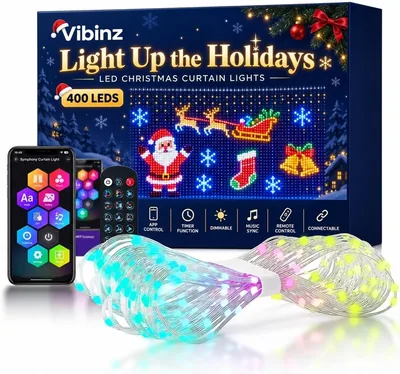 Luces de Cortina LED Inteligentes Red de Casa de Bricolaje Navideña y Rejilla de Luz de Pared Exterior Inteligente Navidad 40