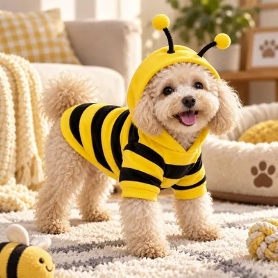 Pet Bee Costume - Hooded Halloween Outfit for Pets