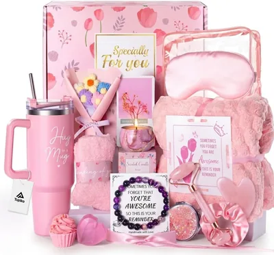 Topika Spa Gift Set for Women Self-Care Hamper 17-Piece Pink Birthday