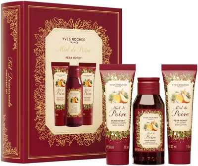 Kit Corporal Yves Rocher Miel de Pera, Edición Limitada Navidad, Gel + Exfoliante + Crema