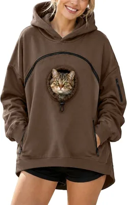 猫抱っこ用カンガルーパーカー メンズ レディース 両手解放 ポケット付き カジュアル 秋冬服
