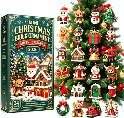 3D Mini Christmas Brick Ornament Advent Calendar - 24 Designs