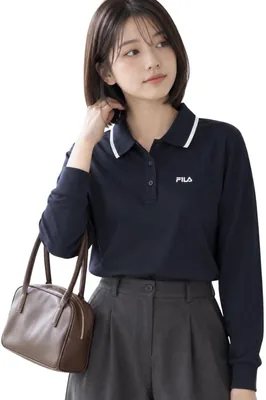 Fila Women's Long Sleeve, Quick Drying, Cotton, 2 Types, Golf Wear, Top, Simple, Embroidered, Logo, 
