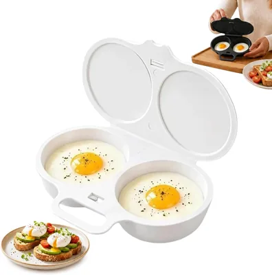 Dual Cavity Egg Poacher - White