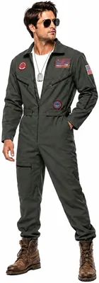 Smiffys Top Gun Mens Aviator Jumpsuit M-XL
