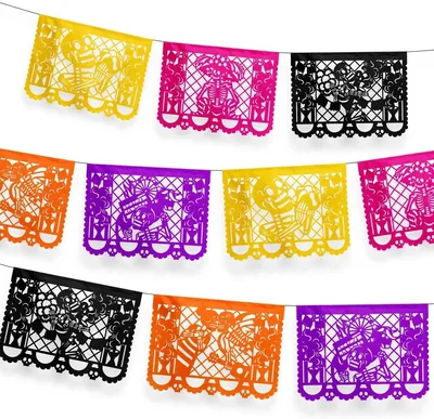 Cometamex Guirnaldas Día de Muertos 3 Piezas de 5 Metros | Papel Picado Multicolor