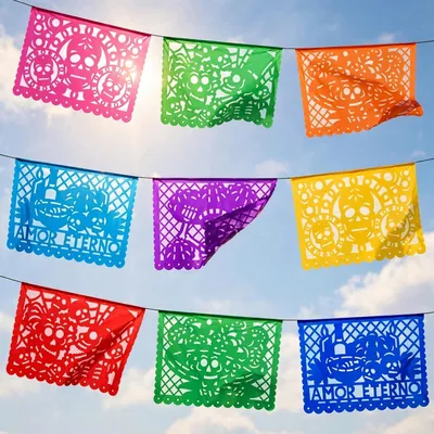 Cometamex 3 Guirnaldas Día de Muertos Plástico Multicolor 5 Metros