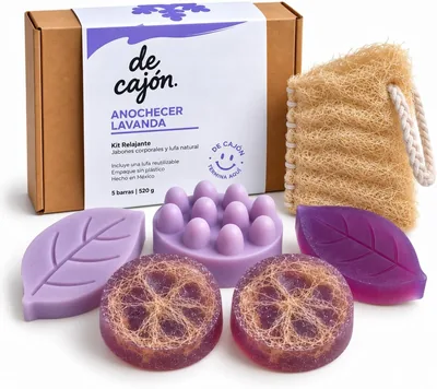 Jabones Corporales Artesanales con Lufa · Lavanda · 5 Barras