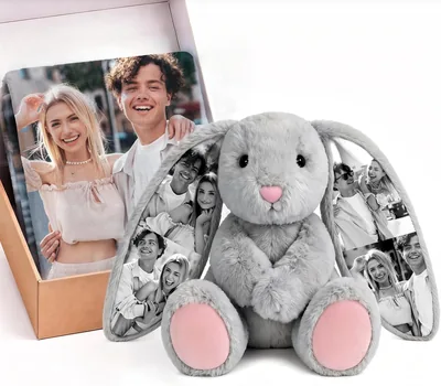 Personalized Photo Blanket with Bunny - Custom Gift