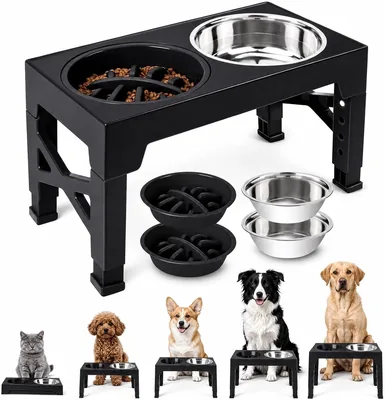 Comedero para Perro Tethram con 5 Alturas Ajustables