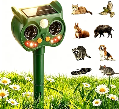 超音波猫追い払い機 2026モデル、5モード、PIR赤外線センサー、120°広角検知、最大約39.2フィート（12m）