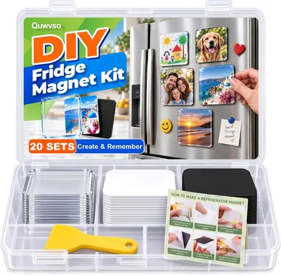 20Pcs DIY Fridge Magnet Kit - Clear Acrylic Magnets
