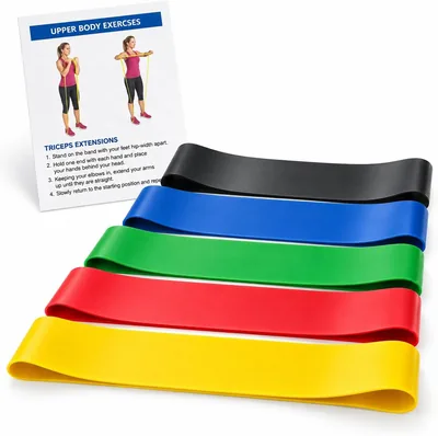 Kit com 5 Faixas Elásticas de Resistência Mini Band para Exercícios