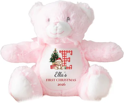Devarapalli Studio Pink Teddy - Personalised 1st Christmas Keepsake
